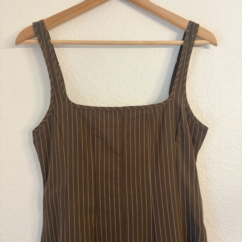 DISSH Riley Chocolate Stripe Midi Dress 4 European Summer Vacation Cotton NWT - Picture 4 of 16